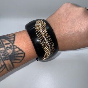 Black and Gold Bangle Bracelet